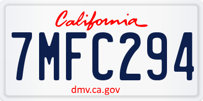 CA license plate 7MFC294