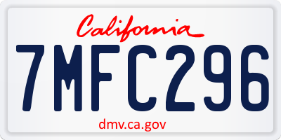 CA license plate 7MFC296