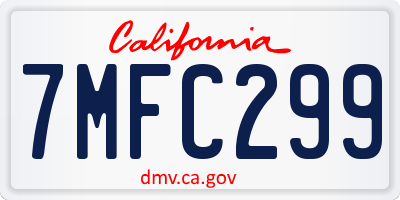 CA license plate 7MFC299