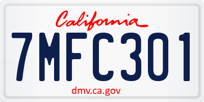 CA license plate 7MFC301