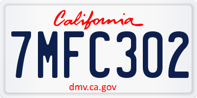 CA license plate 7MFC302