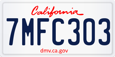 CA license plate 7MFC303