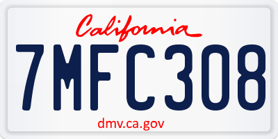 CA license plate 7MFC308