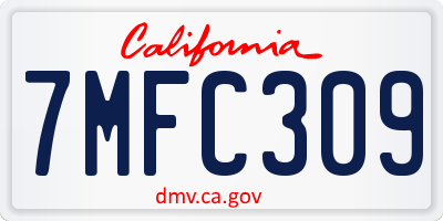 CA license plate 7MFC309