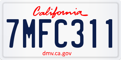 CA license plate 7MFC311