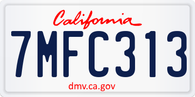 CA license plate 7MFC313