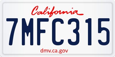 CA license plate 7MFC315