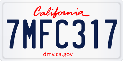 CA license plate 7MFC317