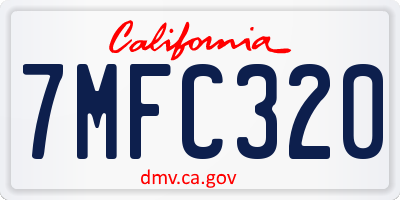CA license plate 7MFC320