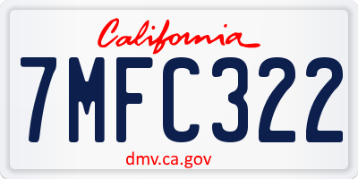 CA license plate 7MFC322