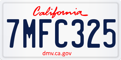 CA license plate 7MFC325