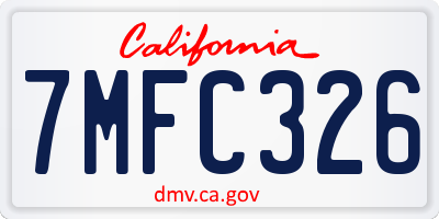 CA license plate 7MFC326