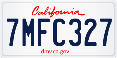 CA license plate 7MFC327