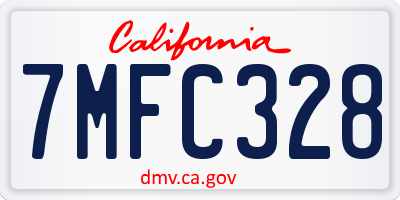 CA license plate 7MFC328