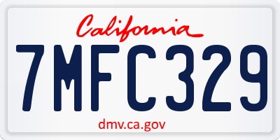 CA license plate 7MFC329