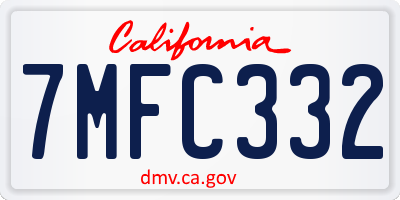 CA license plate 7MFC332