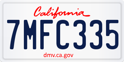 CA license plate 7MFC335