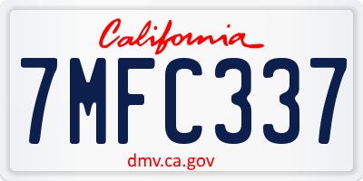CA license plate 7MFC337