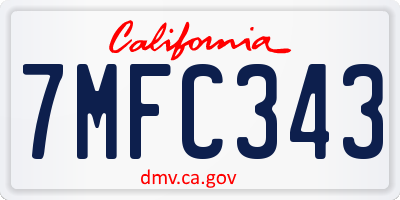 CA license plate 7MFC343