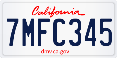 CA license plate 7MFC345