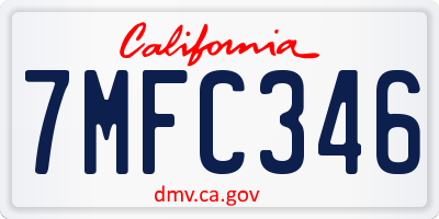 CA license plate 7MFC346