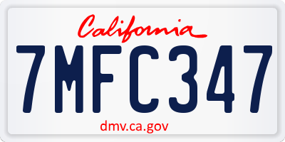 CA license plate 7MFC347