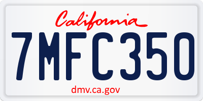 CA license plate 7MFC350