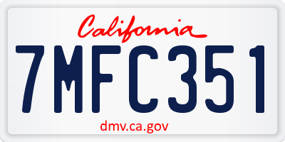 CA license plate 7MFC351