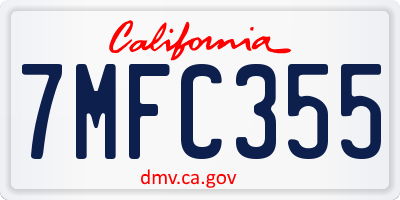 CA license plate 7MFC355