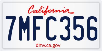 CA license plate 7MFC356