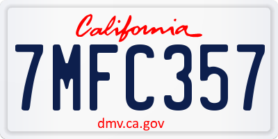 CA license plate 7MFC357