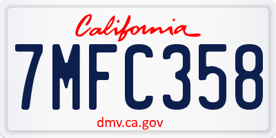 CA license plate 7MFC358