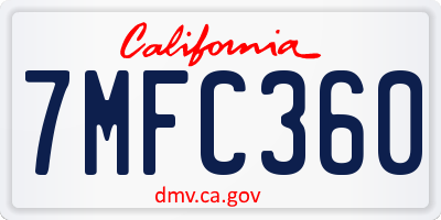 CA license plate 7MFC360