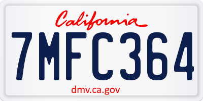 CA license plate 7MFC364