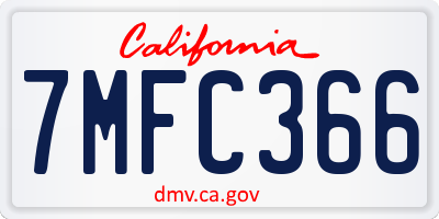 CA license plate 7MFC366