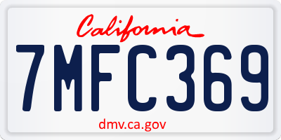 CA license plate 7MFC369