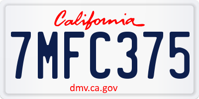 CA license plate 7MFC375