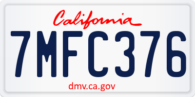 CA license plate 7MFC376