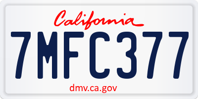 CA license plate 7MFC377
