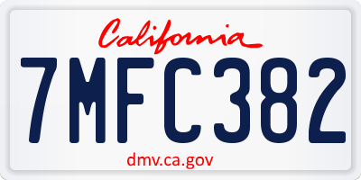 CA license plate 7MFC382