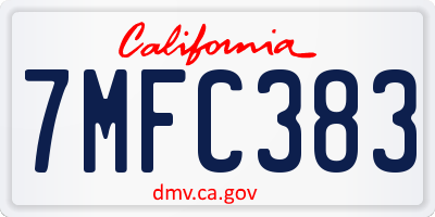 CA license plate 7MFC383