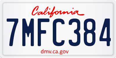CA license plate 7MFC384