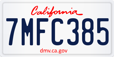 CA license plate 7MFC385