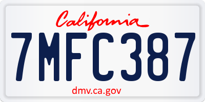 CA license plate 7MFC387