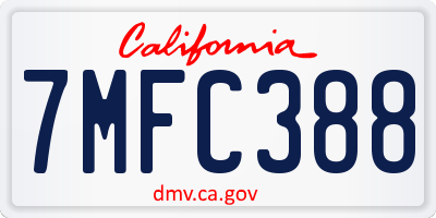 CA license plate 7MFC388