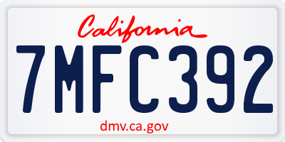 CA license plate 7MFC392