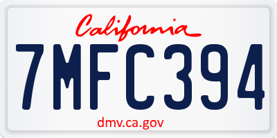CA license plate 7MFC394