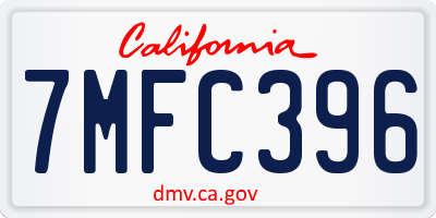 CA license plate 7MFC396
