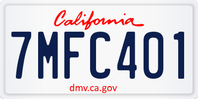 CA license plate 7MFC401