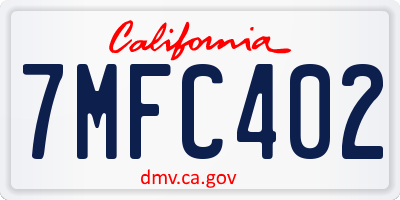 CA license plate 7MFC402
